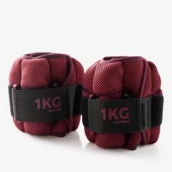 1 Kg Adjustable Wrist Ankle Weights Twin-Pack - Burgundy